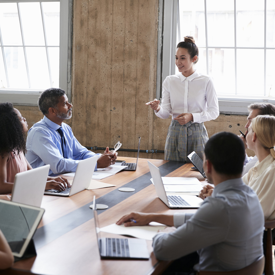 Leadership professional leading a meeting