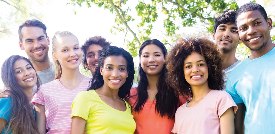 Group of high school students smiling